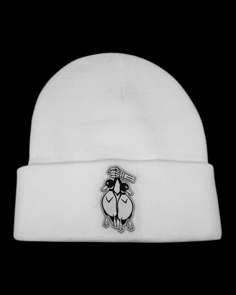 Death Grip - White Beanie