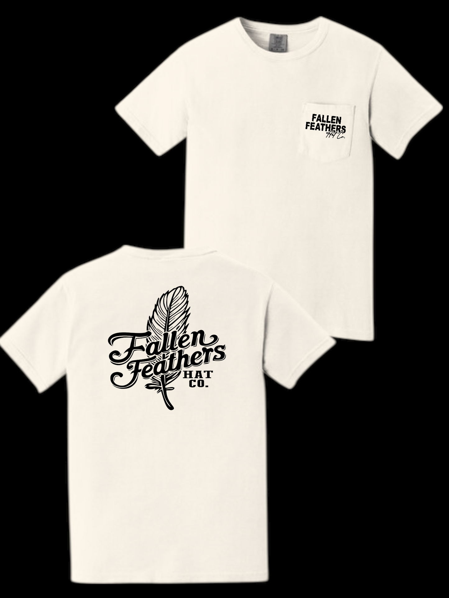 The Feather - Ivory & Black Pocket Tee