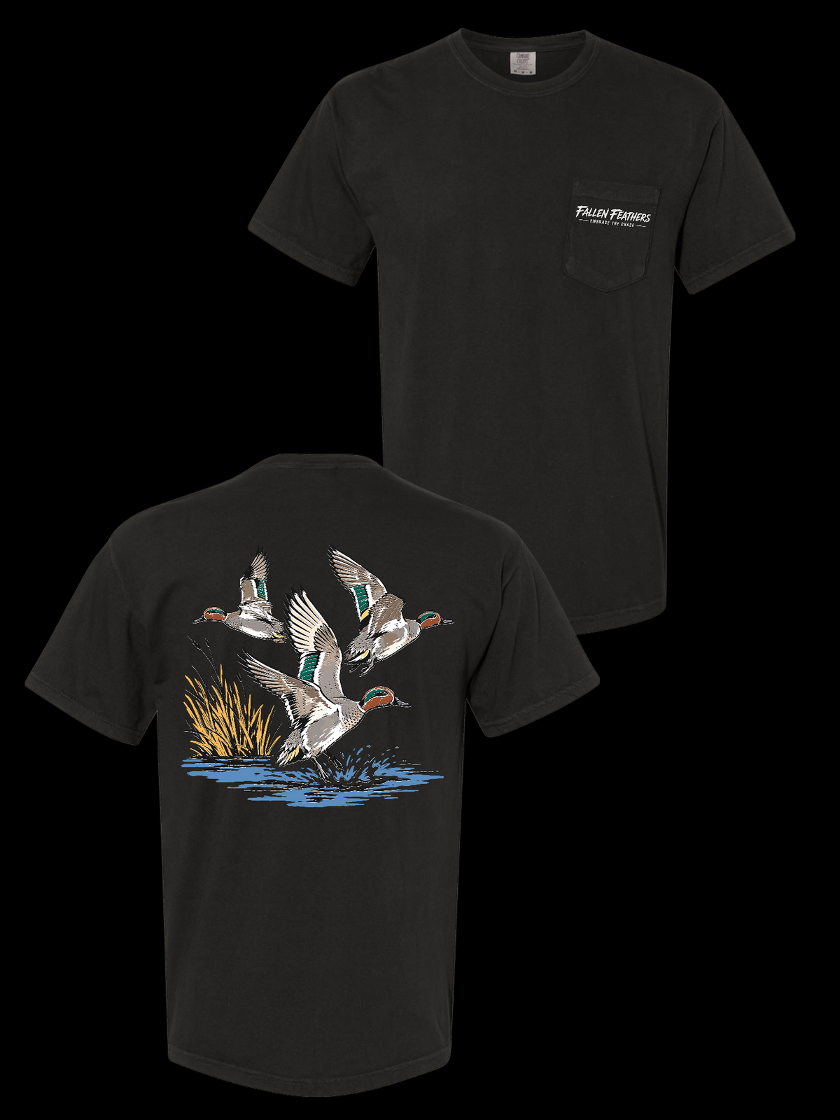 Green Wing Teal Black Pocket Tee