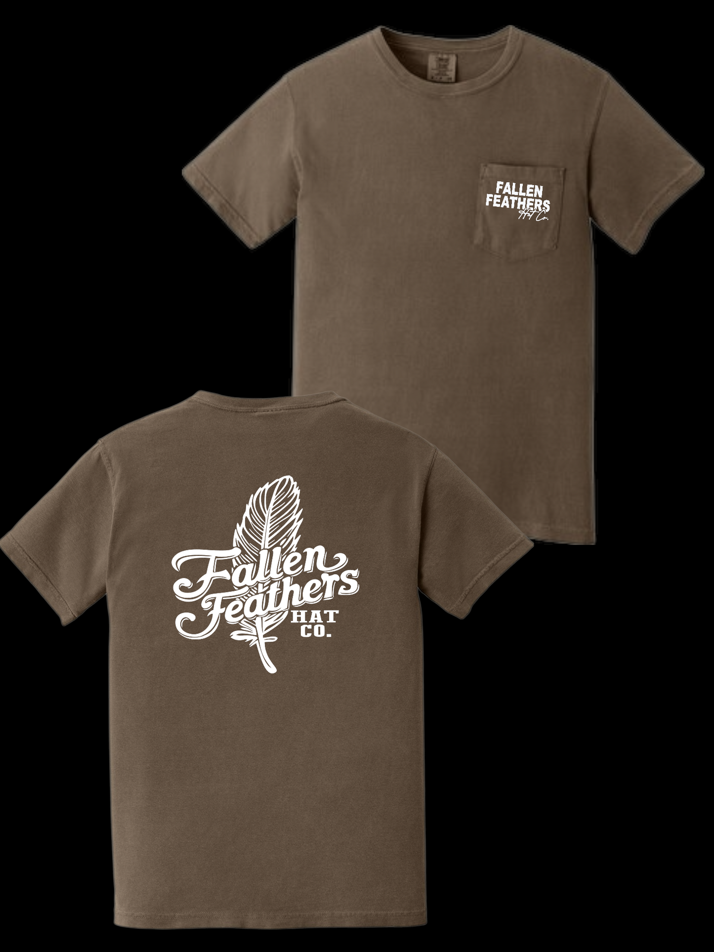 The Feather - Brown & White Pocket Tee