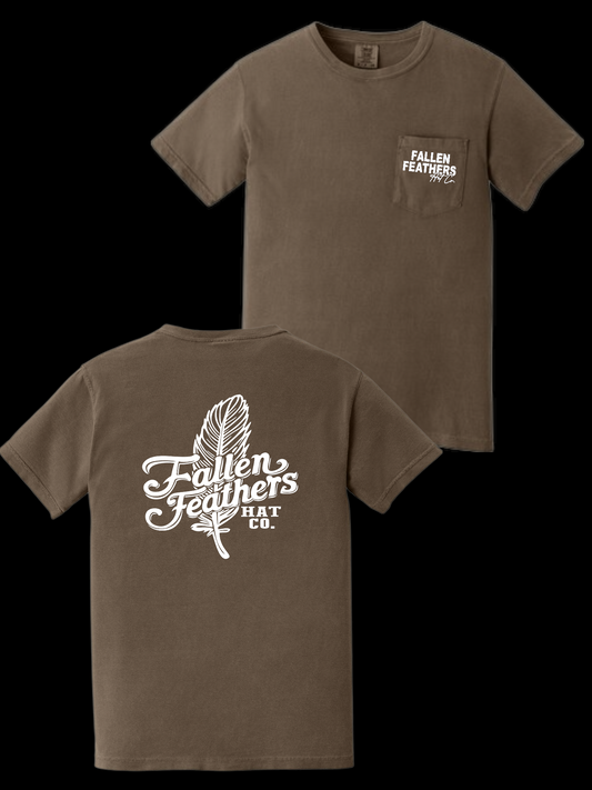 The Feather - Brown & White Pocket Tee
